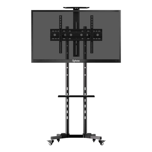 SYLVOX TV Bodenständer mit Halterung für 81,3–190,5 cm (32–75 Zoll) LED-Bildschirme, max. VESA 600 x 400 mm, höhenverstellbar, unterstützt bis zu 45 kg, Regaldesign, Bodenständerhalterung, Schwarz von SYLVOX