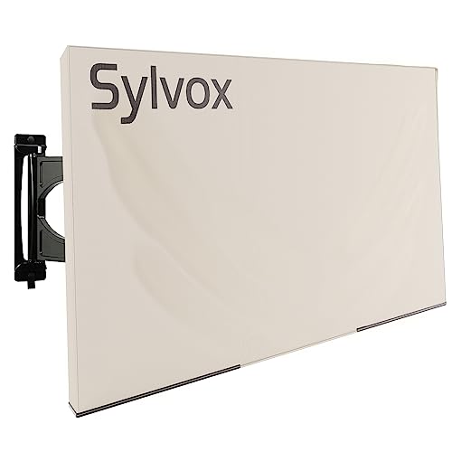 Sylvox Outdoor-Abdeckung für TV 55 Zoll mit vollständiger Bodenabdeckung, Außen-Flachbild-TV-Abdeckung, staubdicht, für 139,7 cm (55 Zoll) große TV-Fernbedienungstasche, wasserdichtes Oxford von SYLVOX