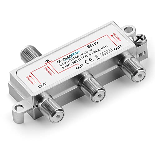 SYMARIX SR3V SAT & BK - 3-Fach Verteiler mit DC-Durchlass - UHD - Einkabel/SCR/Unicable tauglich - Splitter/Weiche - für - DVB-S2 - BK - DVB-T2 - UKW/DAB - voll geschirmt Schirmungsmaß ≥ 110 dB von SYMARIX