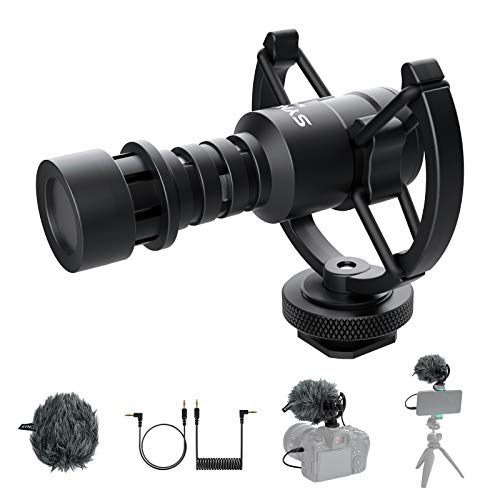 SYNCO Richtmikrofon Mikrofon auf Kamera, Kardioide Stoßdämpfung DSLR Videomic, Externes Microphone 3,5mm TRS/TRRS mit Windschutz für Canon Sony Nikon Panasonic Camcorder Smartphone Handy Mic-M1S von SYNCO