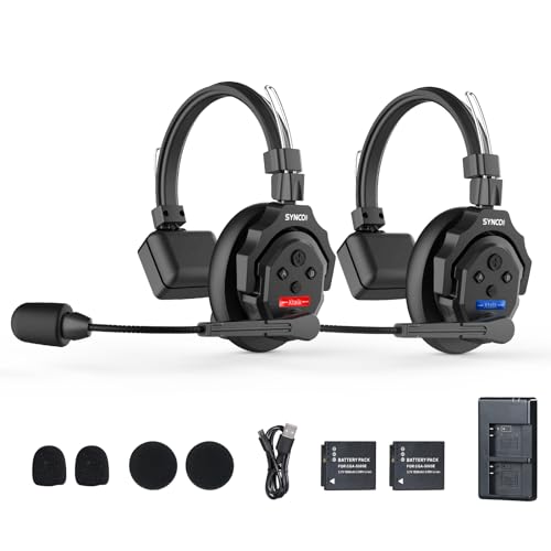 SYNCO Wireless Intercom Headset, XTALK X2 2,4GHz Vollduplex Kabelloses Kommunikationssystem 24H 350M für Film Produktion(2 PCS) von SYNCO