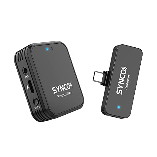 SYNCO Wireless-Lavalier-Smartphone-USB-C-Mikrofon 9 kreativ Soundeffekt 2.4GHz 150m Audioübertragung für Android Handy Huawei Psmart Mate P40 Samsung Galaxy MacBook Laptops Tablet mit Type-C G1T von SYNCO