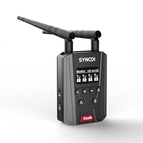 SYNCO XTALK Link Wireless Intercom Headset System, 2,4GHz Vollduplex Funk Gegensprechanlage mit Echtzeit-Überwachung von SYNCO