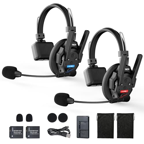 SYNCO XTALK XPRO2 Wireless Intercom Headset, 2,4GHz Vollduplex 24H 500M Reichweite Echtzeit-Teamkommunikation, Funk Gegensprechanlage Kopfhörer von SYNCO