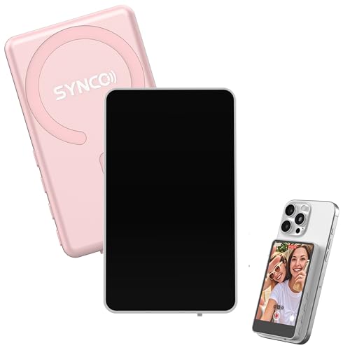 SYNCO XView M4 5" Vlog-Selfie-Monitor – kabelloser 1080p Touchscreen mit magnetischer Halterung & Bluetooth-Fernbedienung für iPhone & Android Rosa von SYNCO