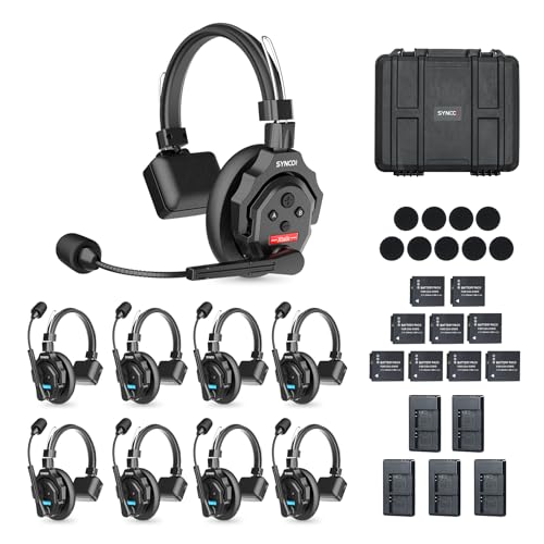 SYNCO Xtalk X9 Wireless Intercom Headset, 2,4 GHz 350 m Full Duplex Intercom-Kopfhörer, kabellose Kommunikation für Team Geräuschunterdrückung mit 9 Kopfhörern SYNCO Xtalk X9 Wireless Intercom Headset, 2,4 GHz 350 m Full Duplex Intercom-Kopfhörer, kabellose Kommunikation für Team Geräuschunterdrückung mit 9 Kopfhörern von SYNCO