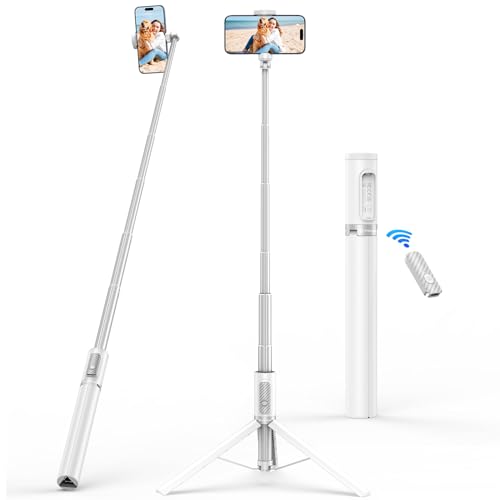 SYNCWIRE 157CM Selfie Stick Handy Stativ Mit FernauslöSer VerstäRkter Ständer,360° Drehbarer Stativ Handyhalterung für Smartphone,Selfie Stick Stativ Kompatibel mit iPhone Samsung Android,Weiß von SYNCWIRE