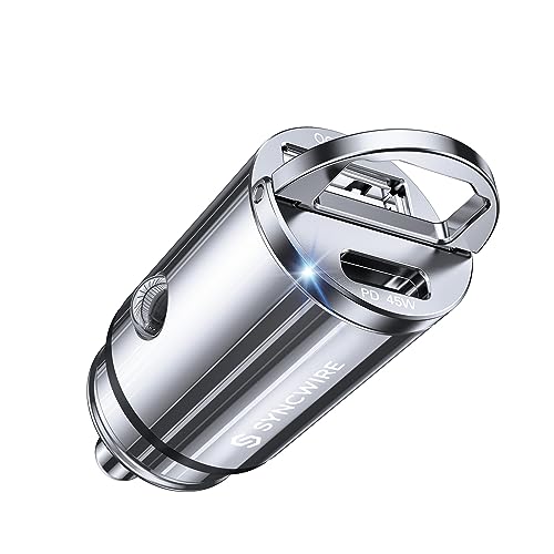 SYNCWIRE 90W Zigarettenanzünder USB C & USB Auto Adapter [PD 45W & QC 45W] Super Mini Ganzmetall KFZ Ladegerät USBC Schnellladung Kompatibel mit iPhone 15 14 13 12 Pro Max, Google Pixel 7 6, Samsung von SYNCWIRE
