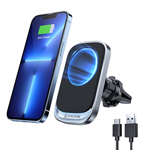 SYNCWIRE Handyhalterung Auto mit Ladefunktion für MagSafe Wireless Charger KFZ Kabelloses Ladegerät Kompatibel mit iPhone 14 13 12 Pro Max von SYNCWIRE