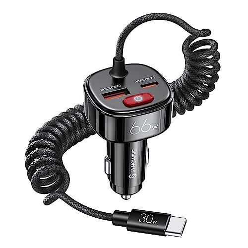 SYNCWIRE Zigarettenanzünder USB C mit [Autobatterieschutz EIN/AUS-Schalter] 66W Auto Ladegerät Adapter mit USB C Ladekabel für 12v Kfz Steckdose Autoladegerät für iPhone 15 Pro Max, Samsung, Google von SYNCWIRE