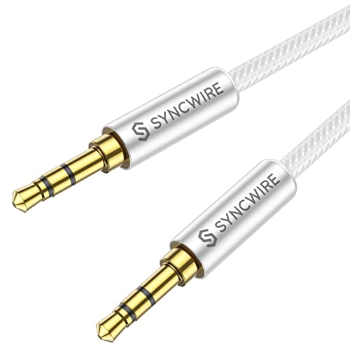 Syncwire Aux Kabel 3.5mm Audio Kabel - 1M Klinkenkabel Nylon für Kopfhörer, Apple iPhone iPod iPad, Echo Dot, Heim/KFZ Stereoanlagen, Smartphones, MP3 Player und Mehr - Silber von SYNCWIRE