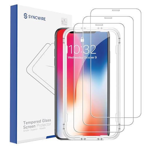 Syncwire Schutzfolie für iPhone 11 Pro/X/XS/10, [3 Stück] HD Panzerfolie 9H Härte 2.5D Displayschutzfolie Ultra-klar für iPhone XS/X/10/11 Pro von SYNCWIRE