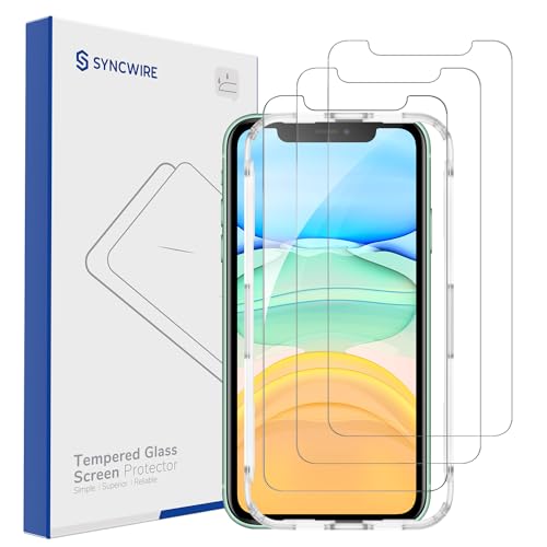 Syncwire Schutzfolie kompatibel mit iPhone 11/XR, [3 Stück] 3D-Touch Blasenfrei Ultra-HD Schutzfoliefolie 9H-Härte Anti-Bläschen Displayschutzfolie Schutzfolie Panzer Schutz Glas Folie 6.1 Zoll von SYNCWIRE