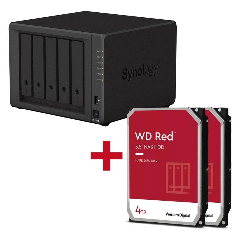 Synology DiskStation DS1522+ 5 Einschübe NAS-Server Leergehäuse + 2x WD Red S... von SYNOLOGY