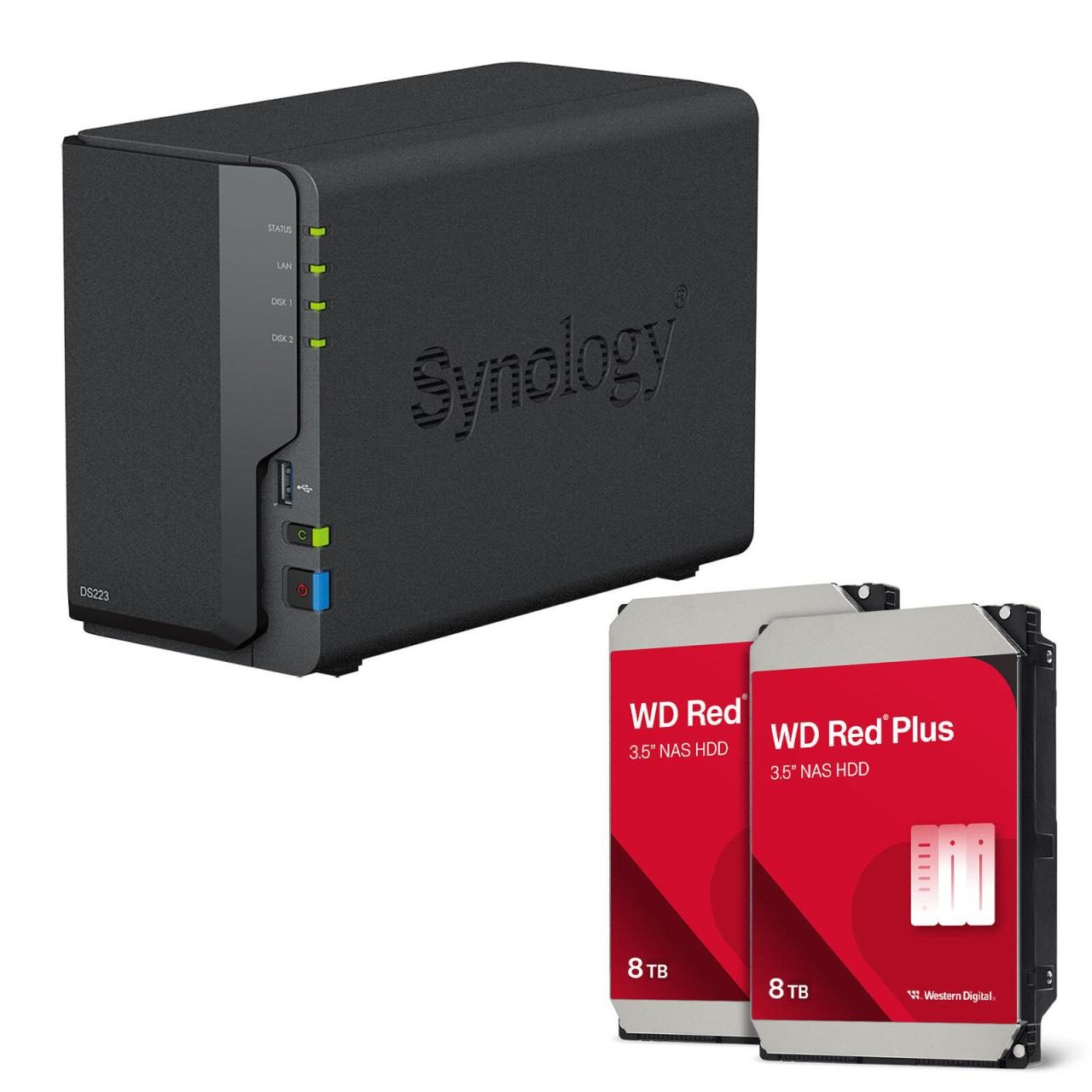 Synology DiskStation DS223 2 Einschübe NAS-Server Leergehäuse + 16TB WD Red S... von SYNOLOGY