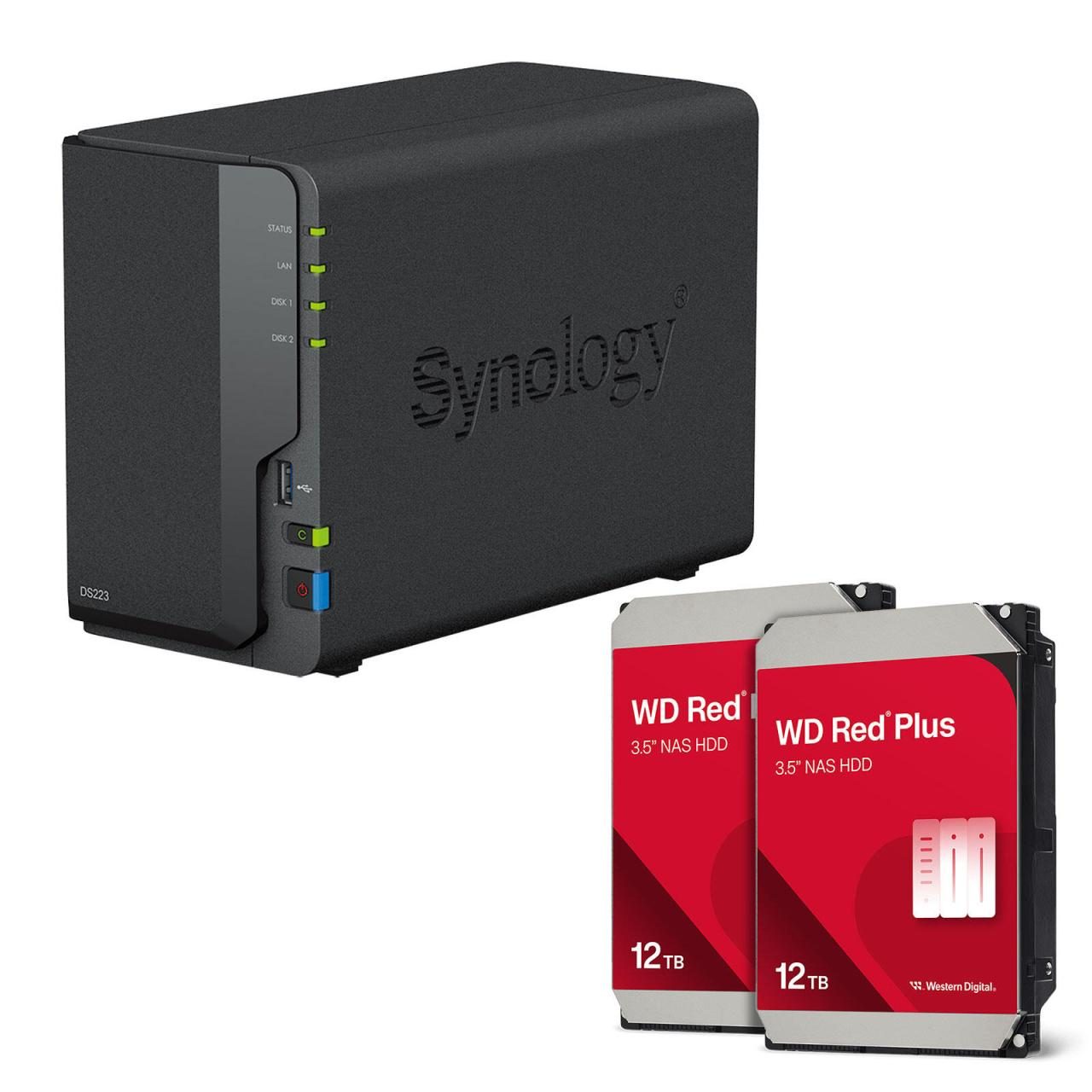 Synology DiskStation DS223 2 Einschübe NAS-Server Leergehäuse + 2x Western Di... von SYNOLOGY