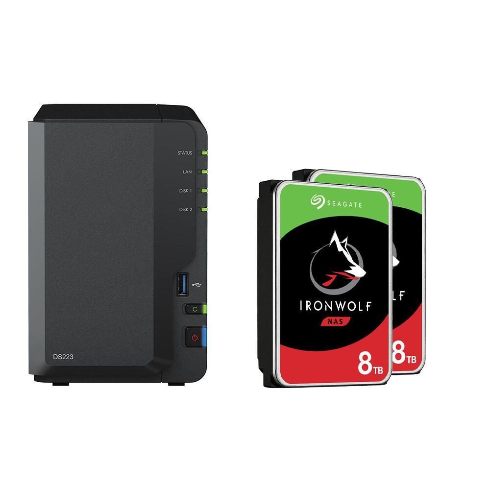 Synology DiskStation DS223 2 Einschübe NAS-Server Leergehäuse +16TB (2x8TB) S... von SYNOLOGY