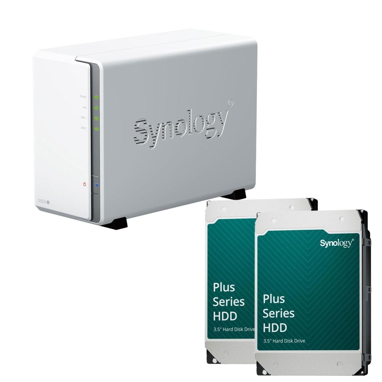 Synology DiskStation DS223J 2 Einschübe NAS-Server Leergehäuse + 16 TB Synolo... von SYNOLOGY
