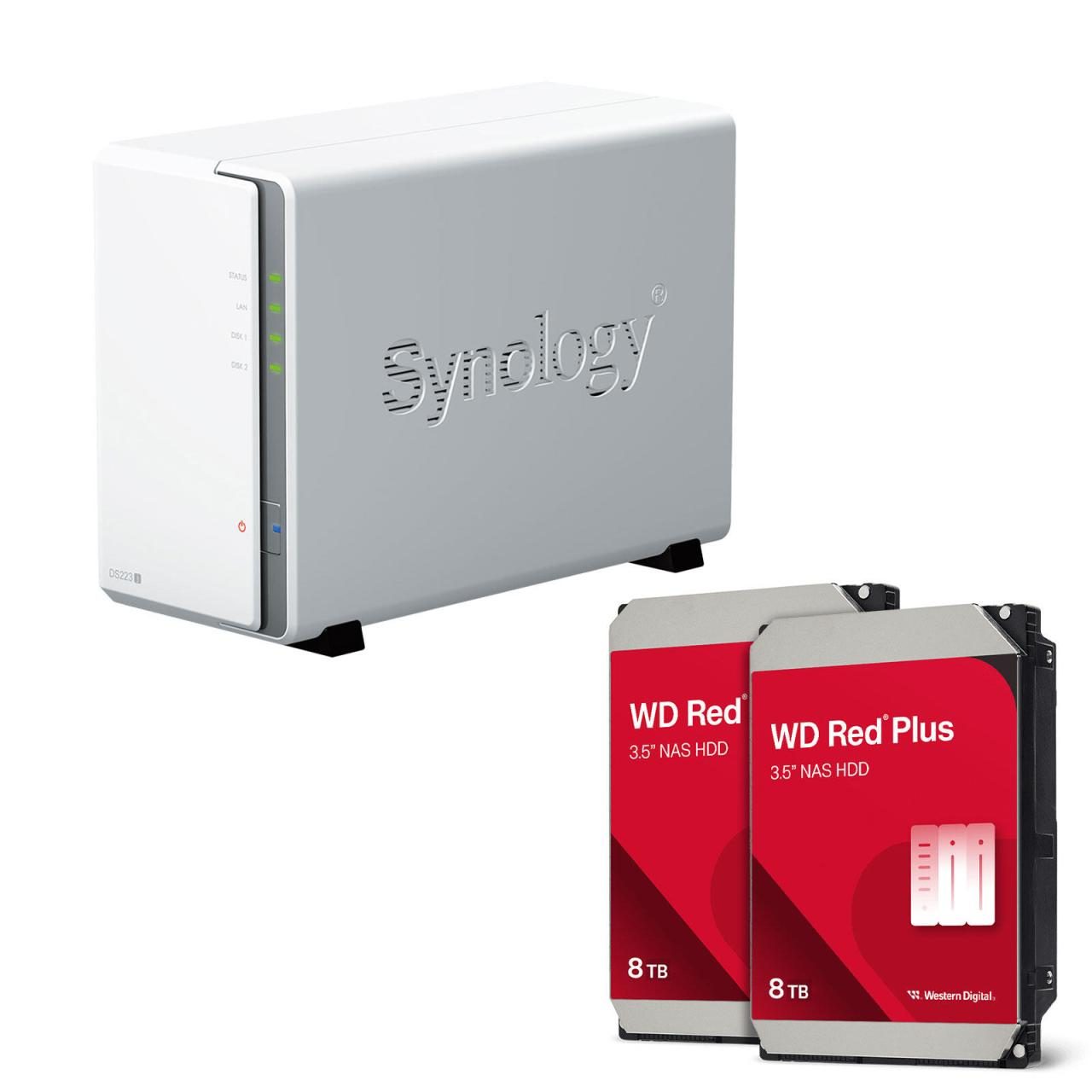 Synology DiskStation DS223J 2 Einschübe NAS-Server Leergehäuse + 16TB WD Red ... von SYNOLOGY