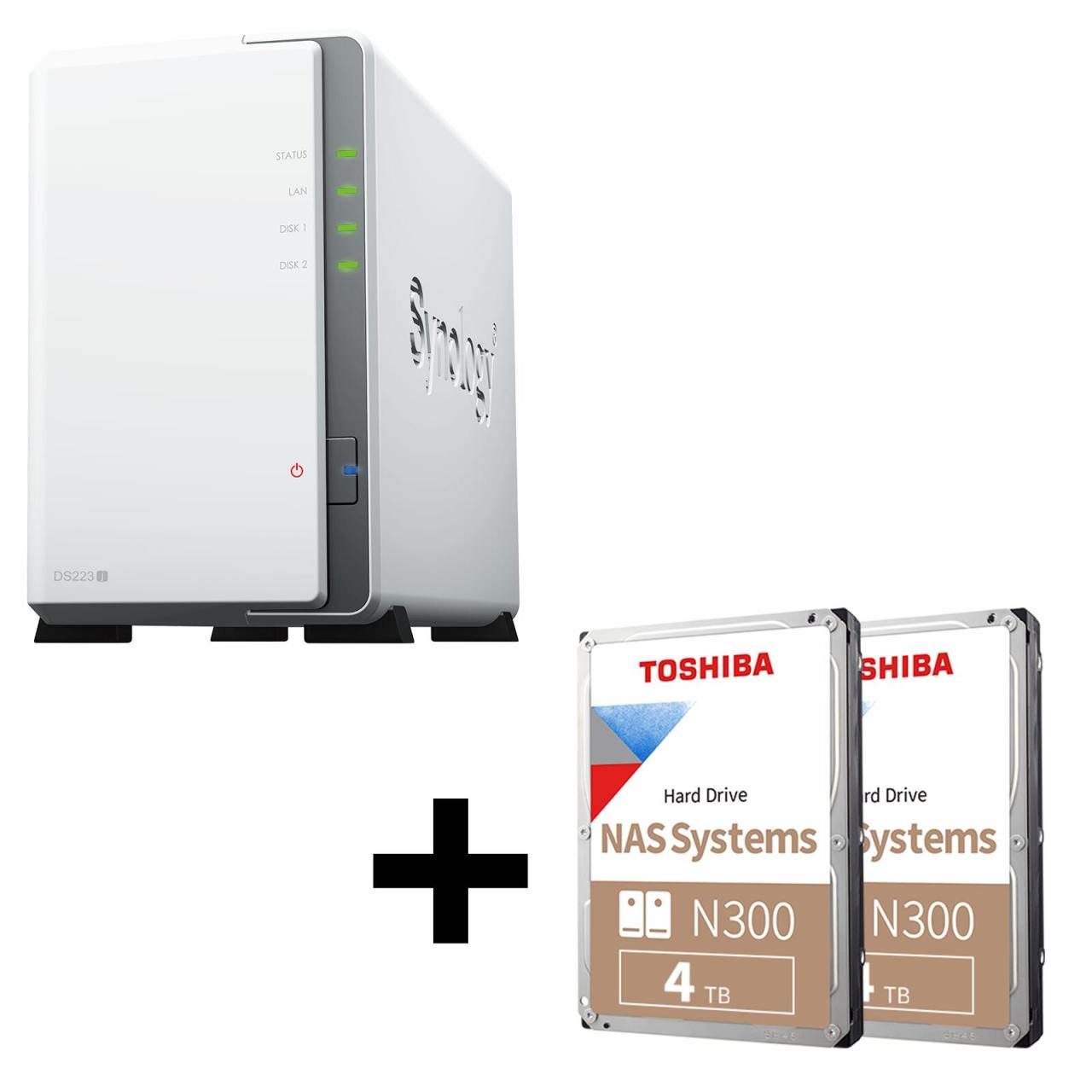 Synology DiskStation DS223J 2 Einschübe NAS-Server Leergehäuse + 8TB (2x4TB) ... von SYNOLOGY