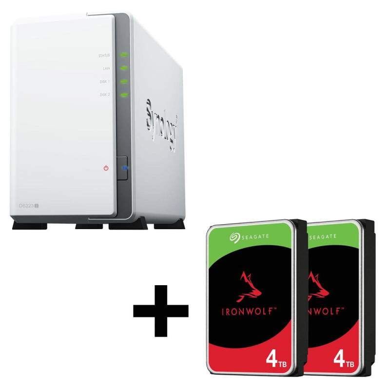 Synology DiskStation DS223J 2 Einschübe NAS-Server Leergehäuse + 8TB (2x4TB) ... von SYNOLOGY