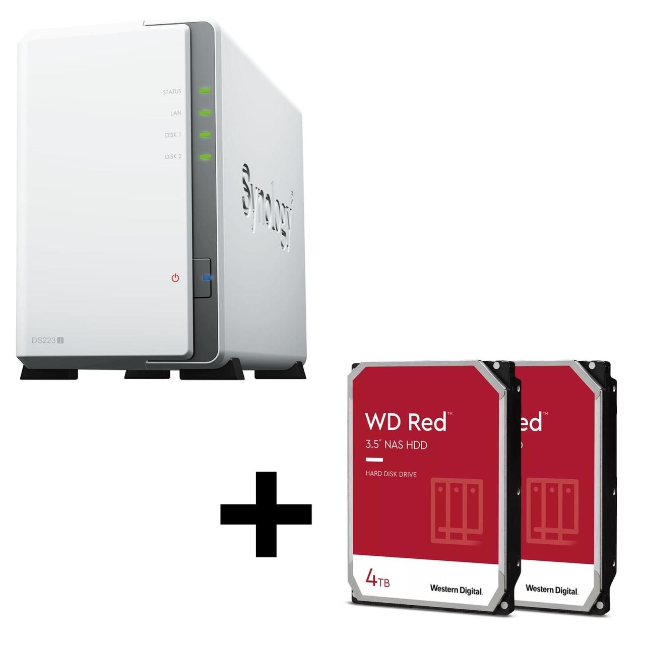 Synology DiskStation DS223J 2 Einschübe NAS-Server Leergehäuse + 8TB (2x4TB) ... von SYNOLOGY