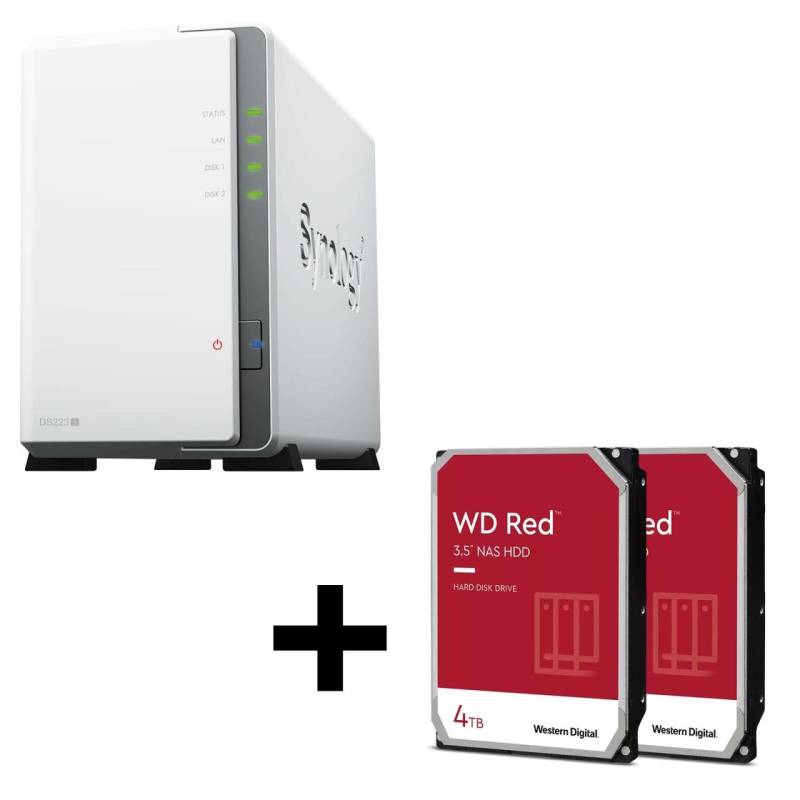 Synology DiskStation DS223J 2 Einschübe NAS-Server Leergehäuse + 8TB (2x4TB) ... von SYNOLOGY