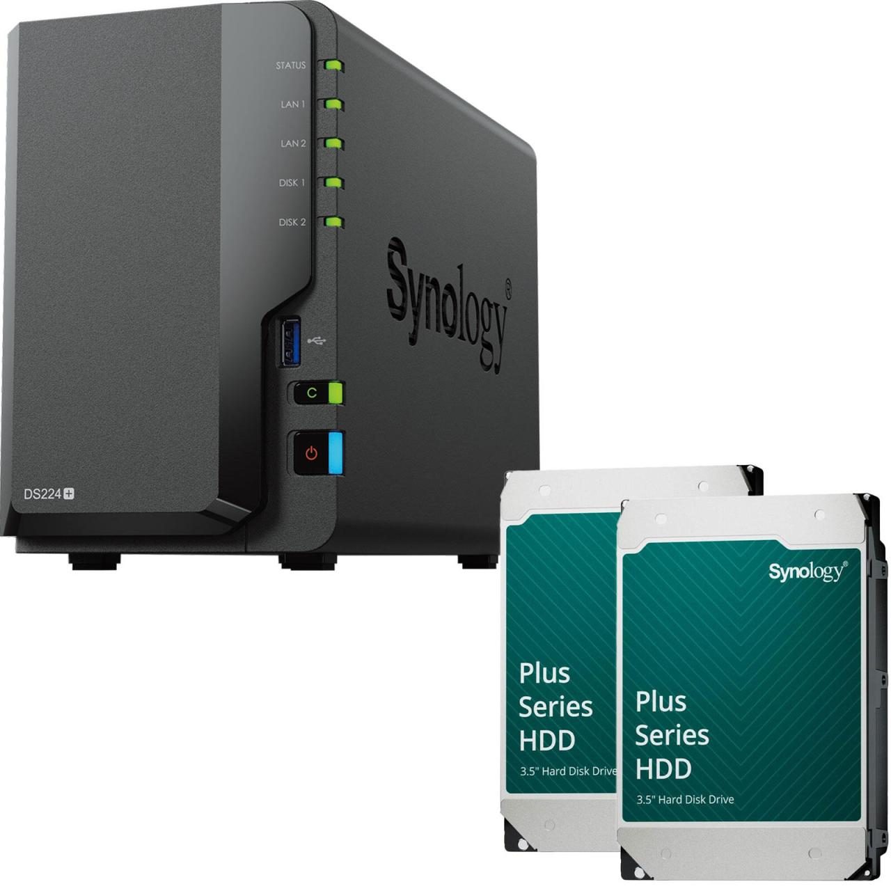 Synology DiskStation DS224+ 2 Einschübe NAS-Server + 2x 12TB (24TB) Synology ... von SYNOLOGY