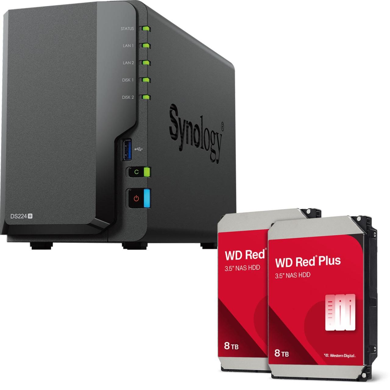 Synology DiskStation DS224+ 2 Einschübe NAS-Server Leergehäuse + 16 TB WD Red... von SYNOLOGY
