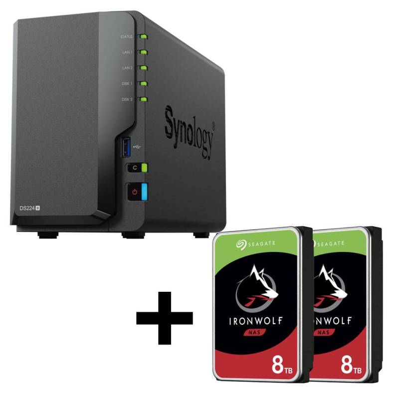 Synology DiskStation DS224+ 2 Einschübe NAS-Server Leergehäuse + 16TB (2x8TB)... von SYNOLOGY