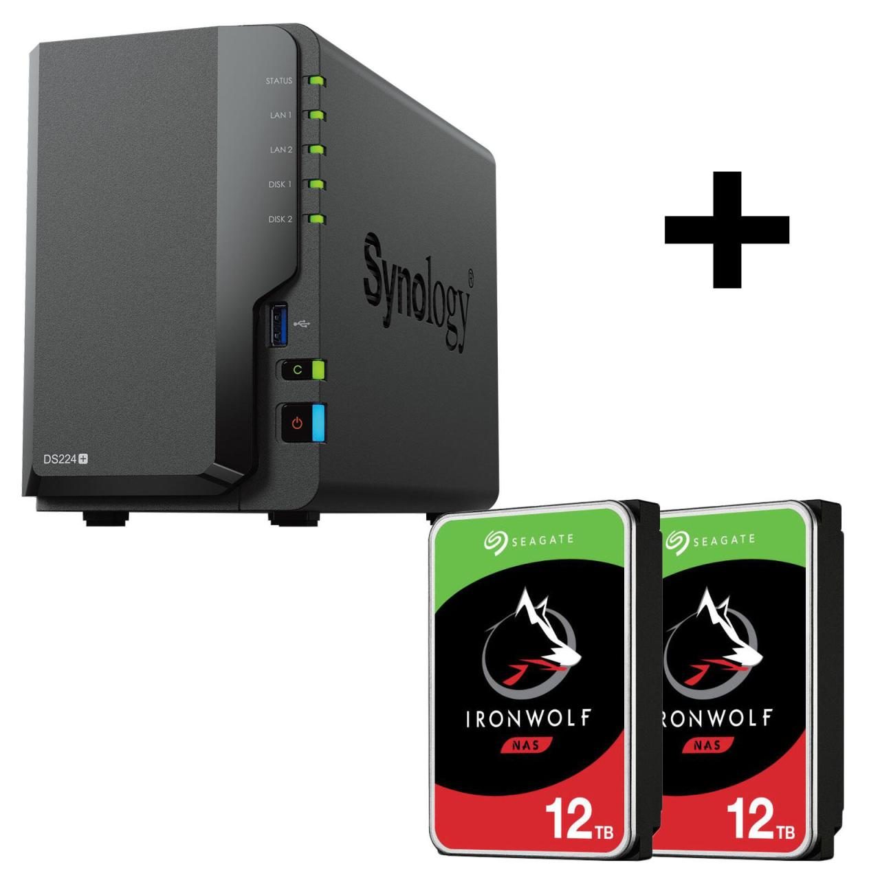 Synology DiskStation DS224+ 2 Einschübe NAS-Server Leergehäuse + 24TB Seagate... von SYNOLOGY