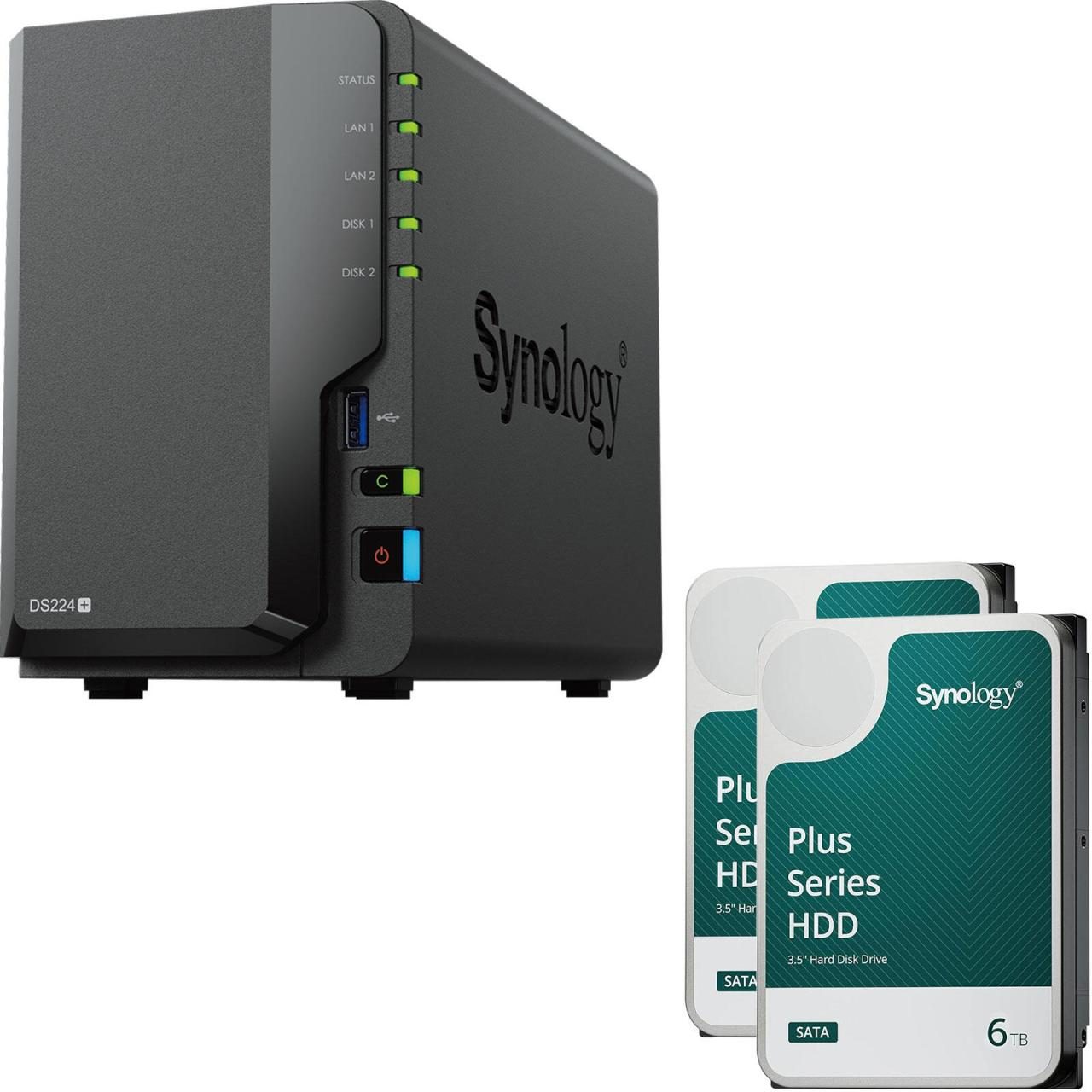 Synology DiskStation DS224+ 2 Einschübe NAS-Server Leergehäuse + 2x Synology ... von SYNOLOGY