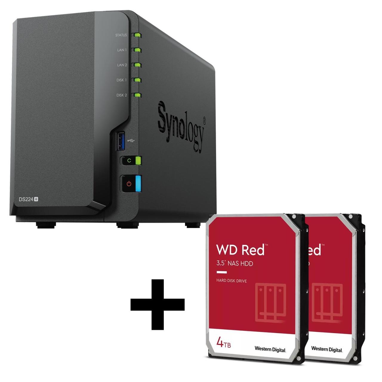 Synology DiskStation DS224+ 2 Einschübe NAS-Server Leergehäuse + 2x WD Red 40... von SYNOLOGY