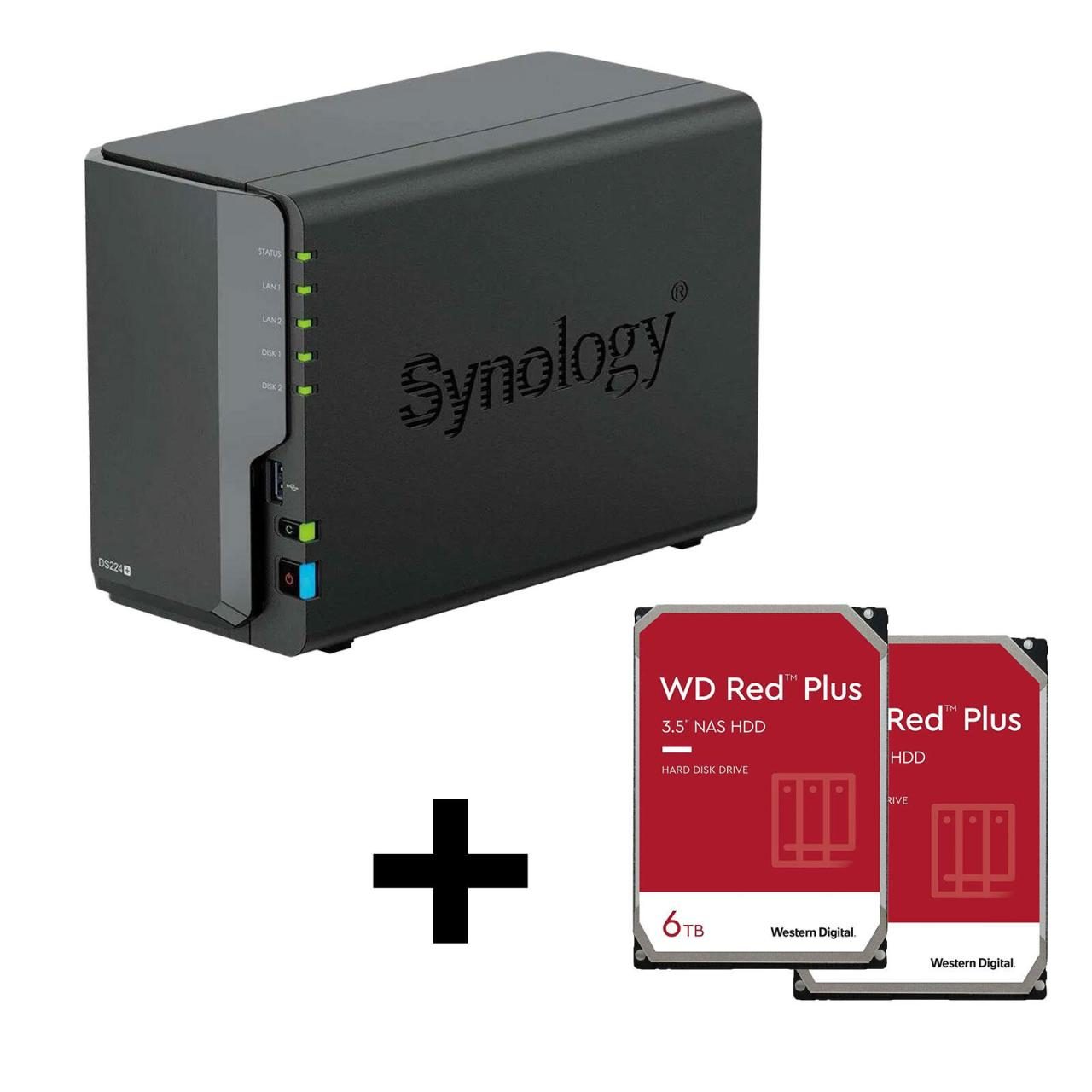 Synology DiskStation DS224+ 2 Einschübe NAS-Server Leergehäuse + 2x WD Red NA... von SYNOLOGY