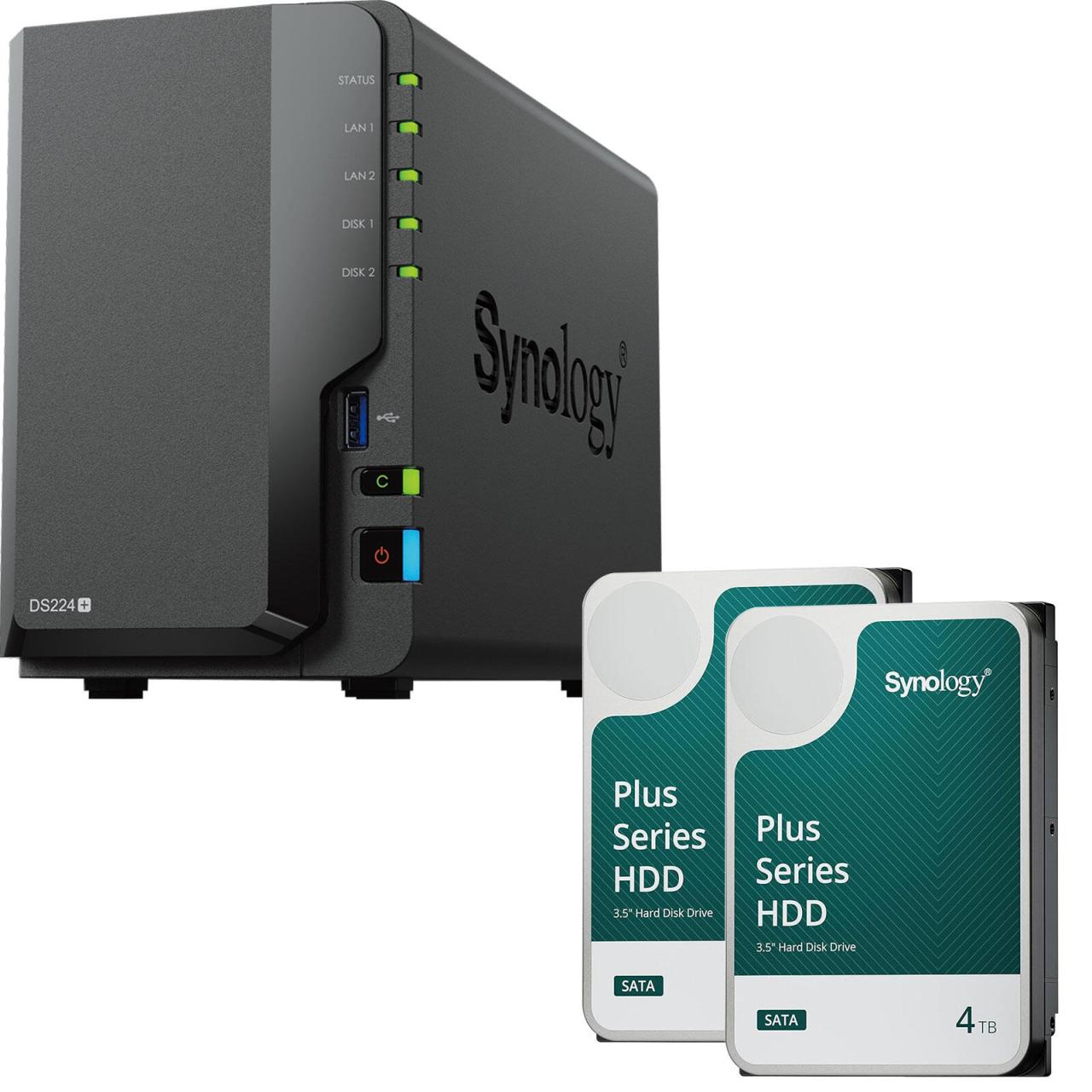 Synology DiskStation DS224+ 2 Einschübe NAS-Server Leergehäuse + 8 TB Synolog... von SYNOLOGY