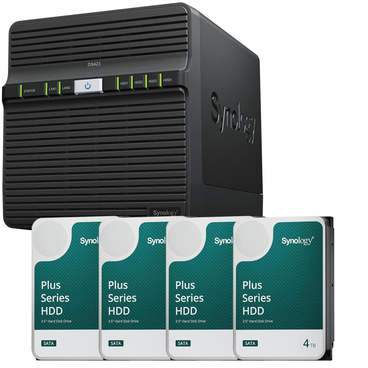 Synology DiskStation DS423 4 Einschübe NAS-Server Leergehäuse + 4x Synology P... von SYNOLOGY