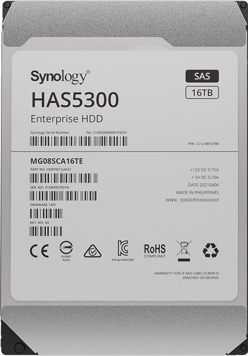 Synology Enterprise 3.5" SAS HDD Festplatte 16TB von SYNOLOGY