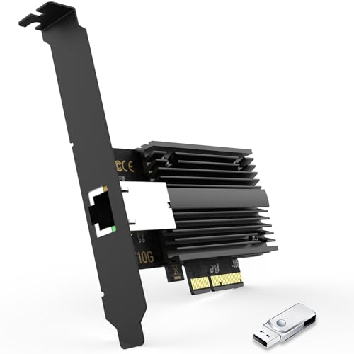 SYCNON PCIe 10GB Netzwerkkarte, Marvell AQC113 Controller PCI Express Netzwerk Adapter, 10Gbit/s Ethernet LAN Karte Support WOL für PC Windows10/11/Windows Server/Linux mit Niedrigem Profil Halterung von SYONCON