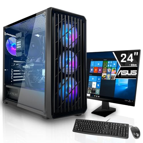 SYSTEMTREFF Basic Gaming Komplett PC Set AMD Ryzen 5 5500 6x4.2GHz | Nvidia RTX 3050 6GB DX12 | 512GB M.2 NVMe + 512GB SSD | 16GB DDR4 RAM | WLAN Desktop Paket Computer für Gamer, Gaming von SYSTEMTREFF