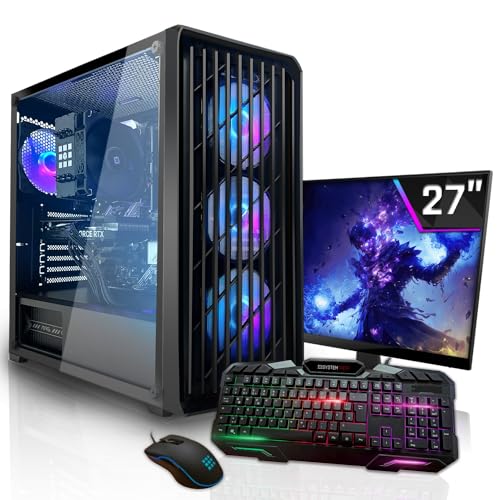 SYSTEMTREFF Basic Gaming Komplett PC Set AMD Ryzen 5 5600G 6x4.4GHz | AMD RX Vega 7 4K HDMI DX12 | 512GB M.2 NVMe + 1TB HDD | 16GB DDR4 RAM | WLAN Desktop Paket Computer für Gamer, Gaming von SYSTEMTREFF