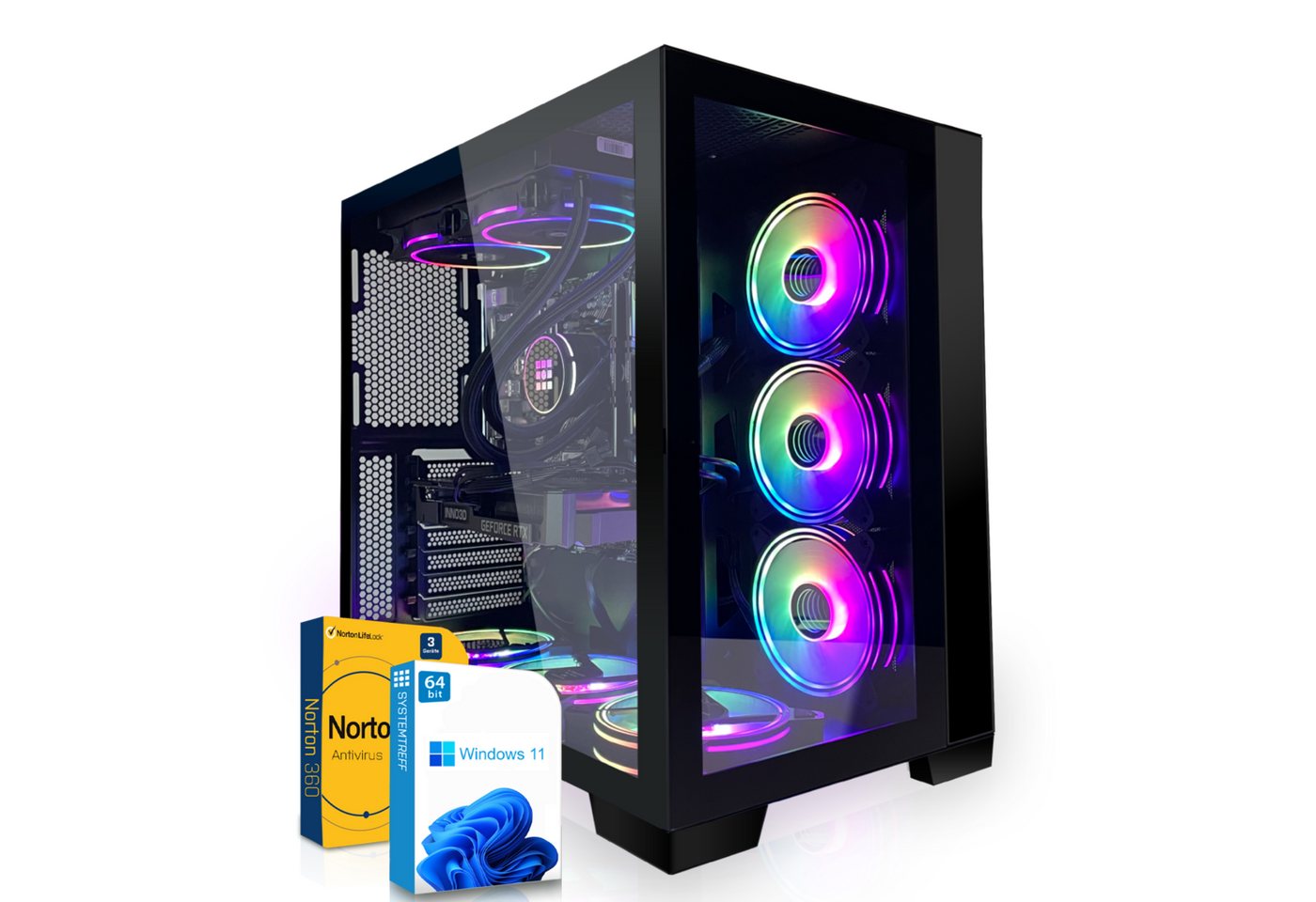 SYSTEMTREFF Basic Gaming-PC (AMD Ryzen 5 4500, GeForce GTX 1650, 16 GB RAM, 512 GB SSD, Wasserkühlung, Windows 11, WLAN) von SYSTEMTREFF