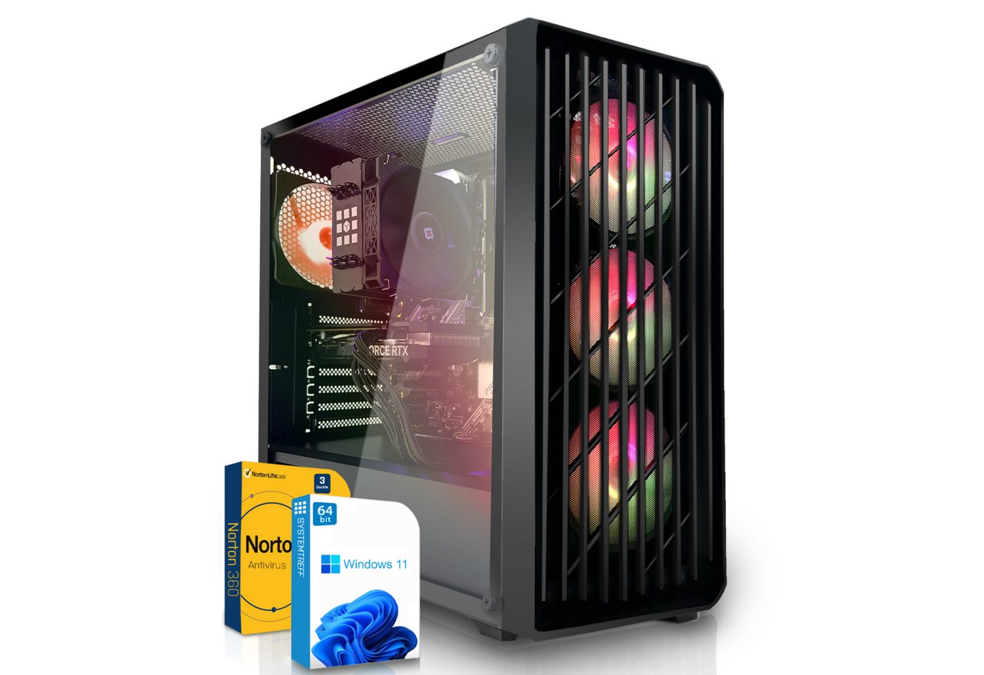 SYSTEMTREFF Basic Gaming-PC (AMD Ryzen 5 4500, Radeon RX 6400, 16 GB RAM, 256 GB SSD, Luftkühlung, Windows 11, WLAN) von SYSTEMTREFF
