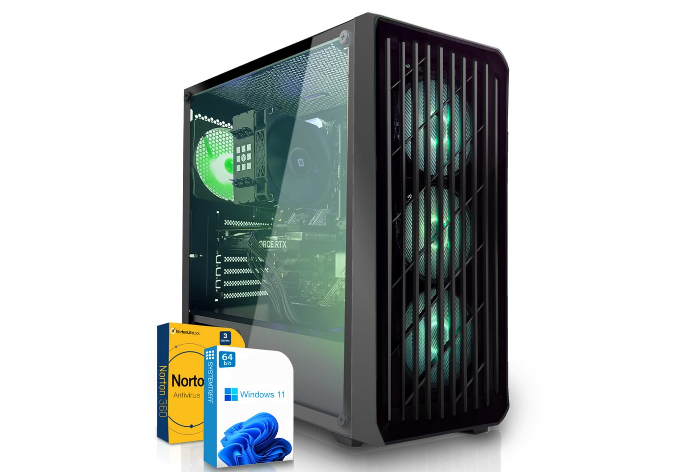 SYSTEMTREFF Basic Gaming-PC (AMD Ryzen 5 4650G, RX Vega 7, 16 GB RAM, 1000 GB HDD, 512 GB SSD, Luftkühlung, Windows 11, WLAN) von SYSTEMTREFF