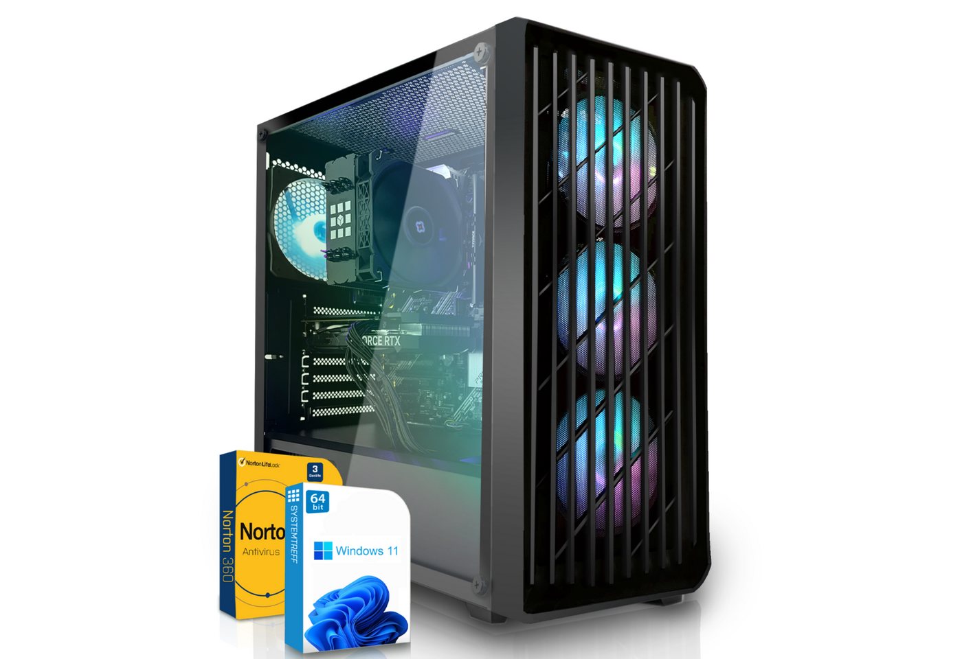 SYSTEMTREFF Basic Gaming-PC (AMD Ryzen 5 4650G, RX Vega 7, 16 GB RAM, 500 GB HDD, 256 GB SSD, Luftkühlung, Windows 11, WLAN) von SYSTEMTREFF