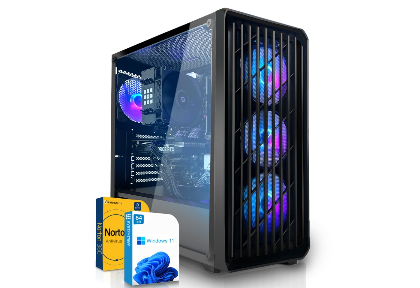 SYSTEMTREFF Basic Gaming-PC (AMD Ryzen 5 5500, GeForce RTX 3050, 16 GB RAM, 1000 GB SSD, Luftkühlung, Windows 11, WLAN) von SYSTEMTREFF