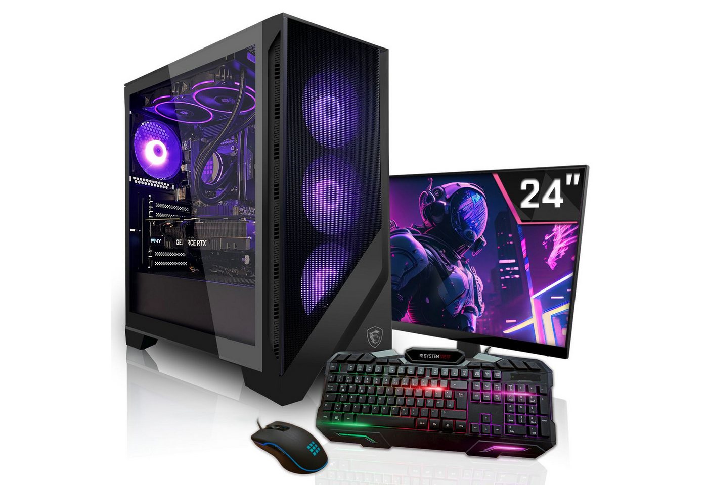 SYSTEMTREFF Basic Gaming-PC-Komplettsystem (24", AMD Ryzen 5 5655G, RX Vega 7, 16 GB RAM, 256 GB SSD) von SYSTEMTREFF