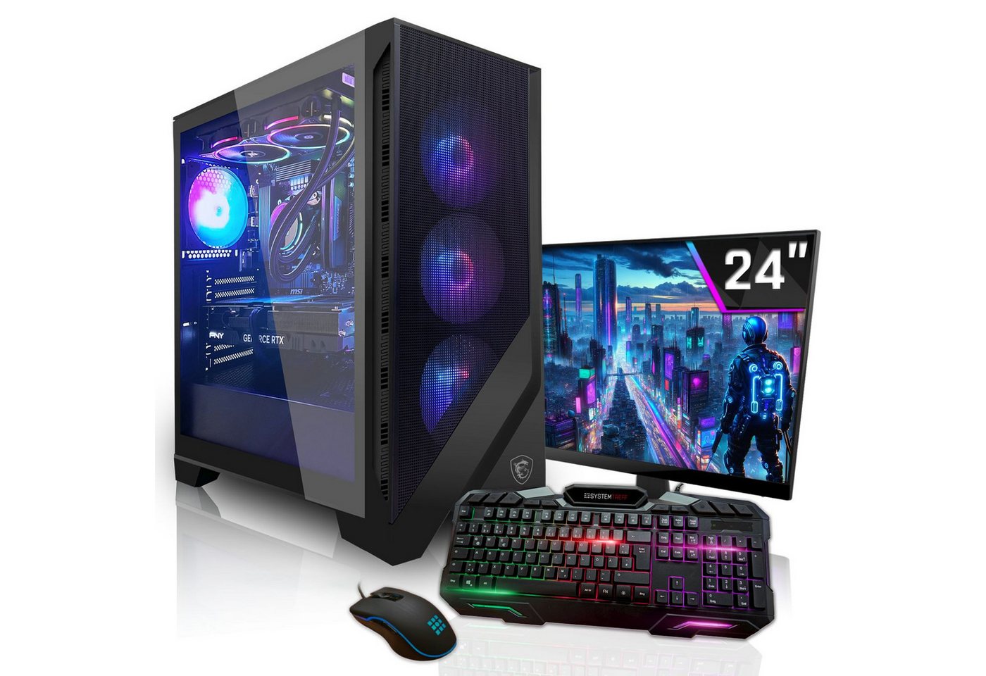SYSTEMTREFF Basic Gaming-PC-Komplettsystem (24", AMD Ryzen 5 5655G, RX Vega 7, 16 GB RAM, 256 GB SSD) von SYSTEMTREFF
