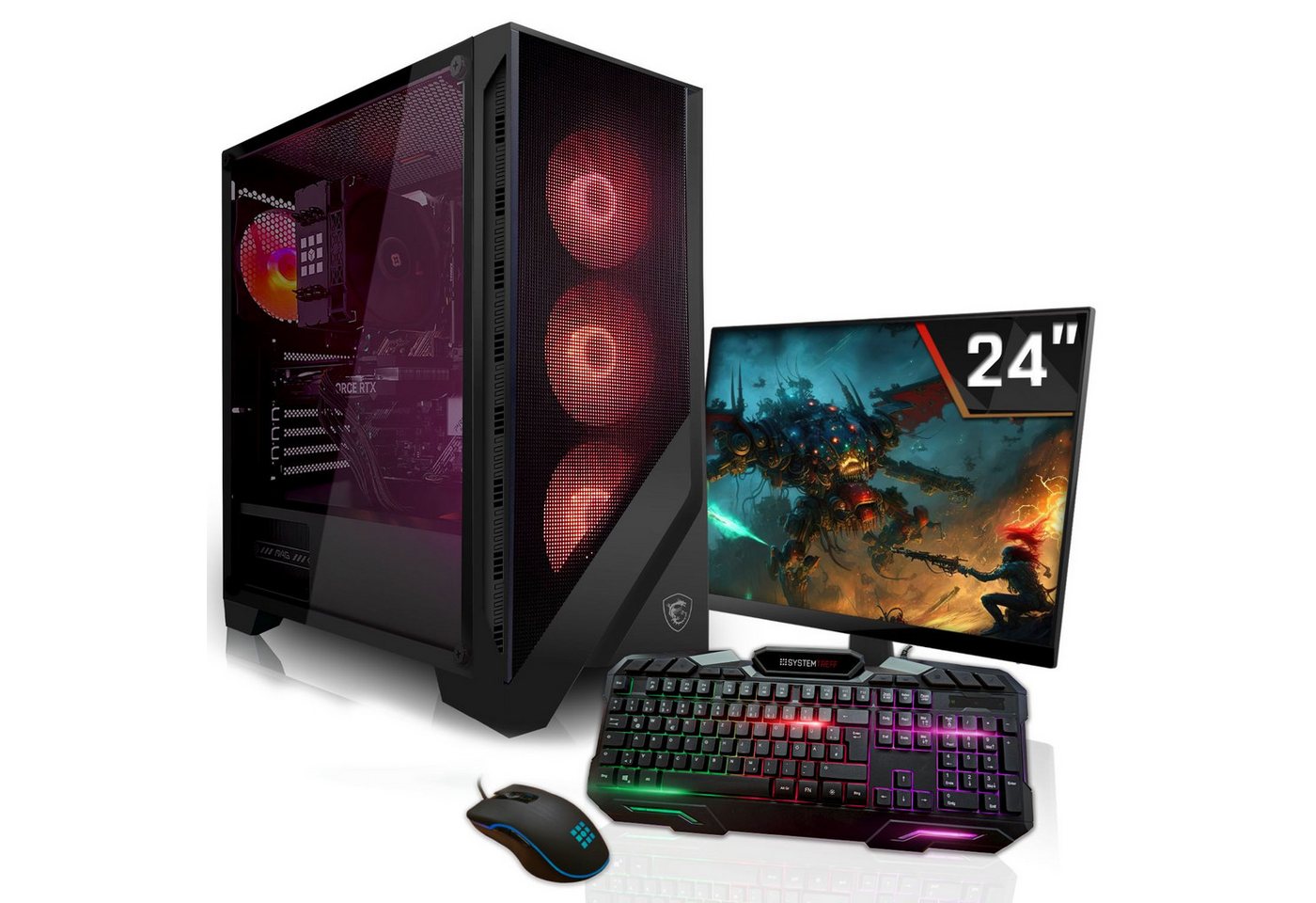 SYSTEMTREFF Basic Gaming-PC-Komplettsystem (24, AMD Ryzen 5 5600G, RX Vega 7, 16 GB RAM, 2000 GB HDD, 256 GB SSD, Windows 11, WLAN)" von SYSTEMTREFF