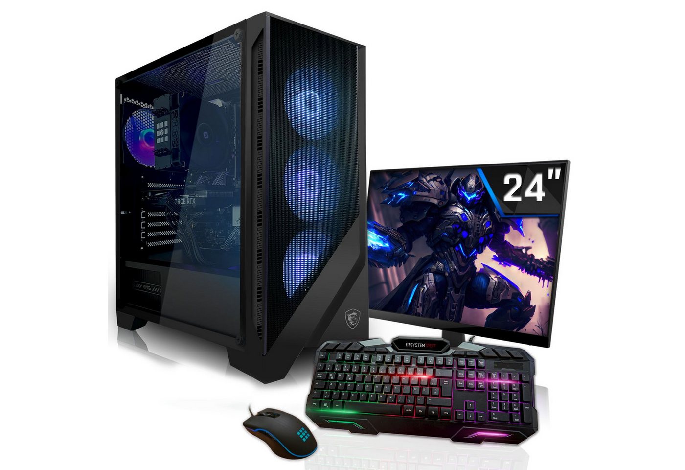 SYSTEMTREFF Basic Gaming-PC-Komplettsystem (24", Intel Core i5 12600KF, GeForce RTX 3060, 16 GB RAM, 1000 GB SSD) von SYSTEMTREFF