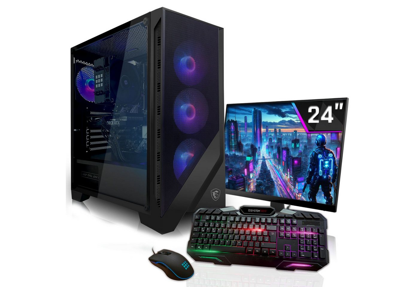 SYSTEMTREFF Basic Gaming-PC-Komplettsystem (24, Intel Core i5 13400F, GeForce RTX 3060, 16 GB RAM, 1000 GB SSD, Windows 11, WLAN)" von SYSTEMTREFF